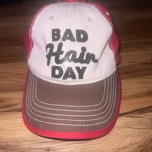 Bad Hair Day Trucker Hat | Red Brown Distressed Adjustable Baseball Cap